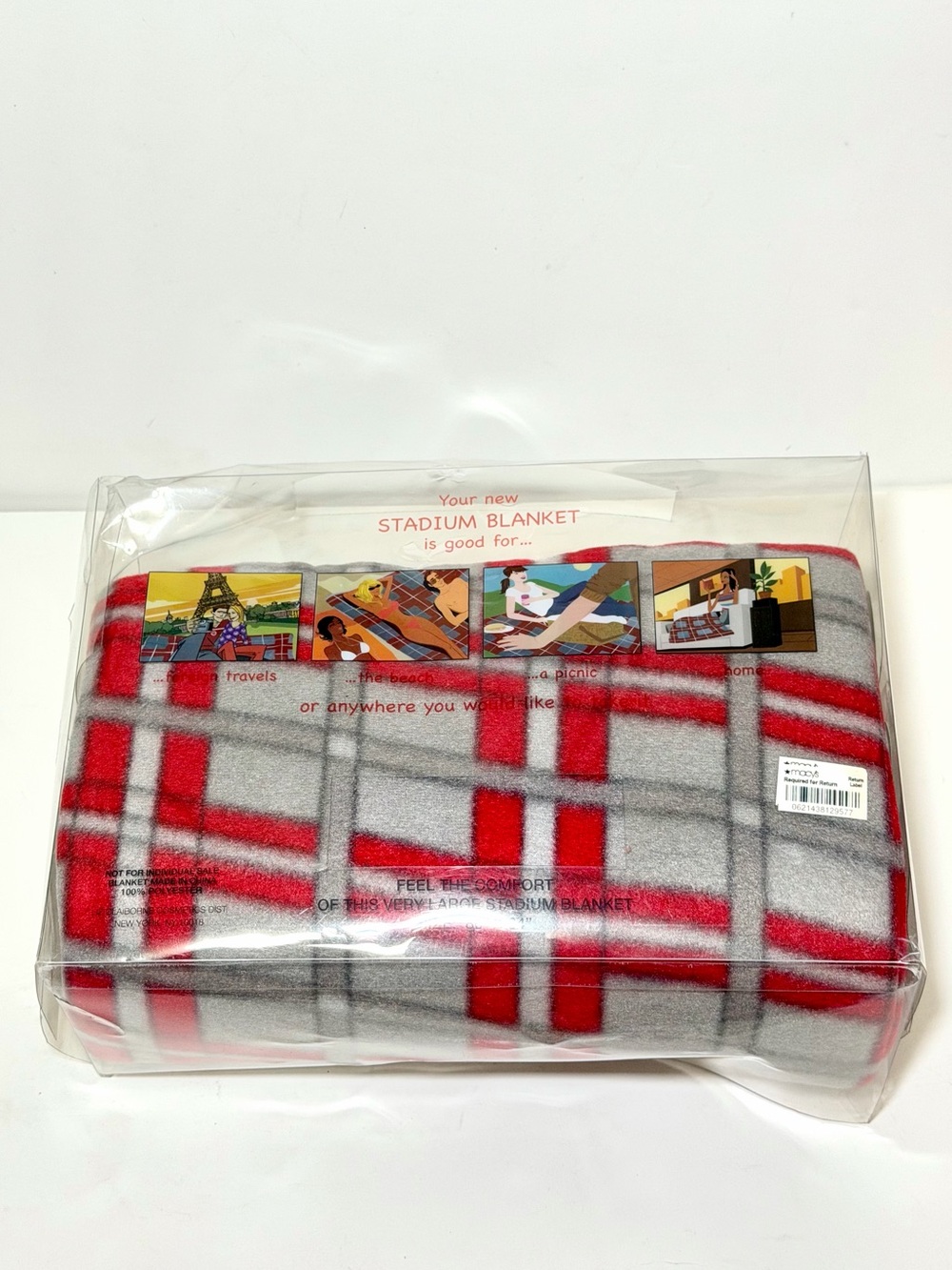 Vintage Liz Claiborne Plaid Stadium Blanket 80” x 64”